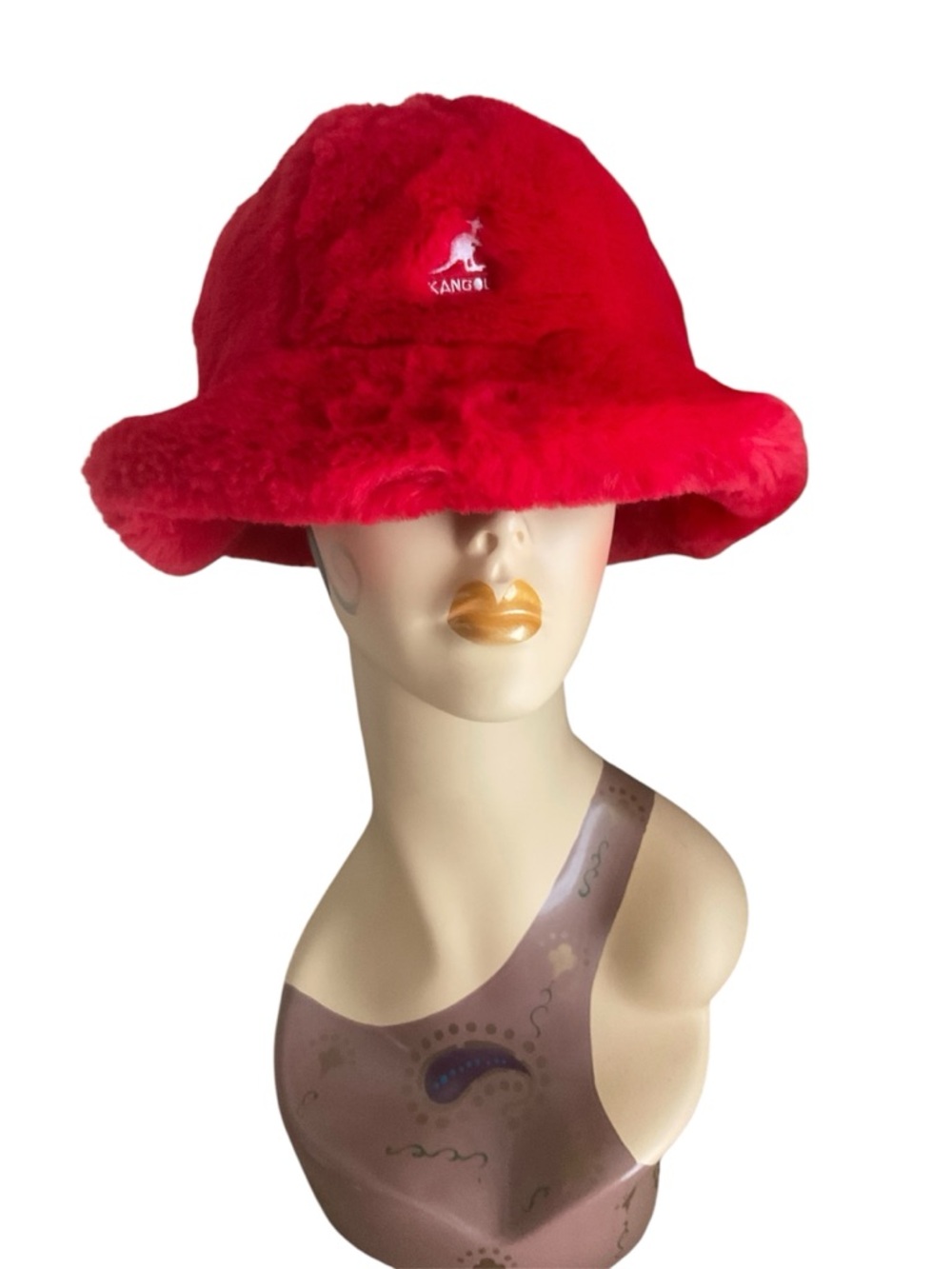 Kangol Red Faux Fur Bucket Hat - Women's Fashion Accessory Sz S